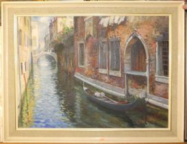 Gino Salviati (1911-1998) - A Venetian backwater, oil on canvas, signed lower right, 58 x 79cm