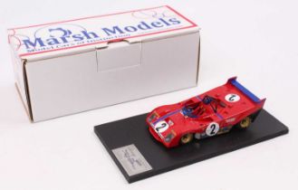 A Marsh Models factory hand built 1/43 scale model of an MM266 Ferrari 312PB 1972 race car,