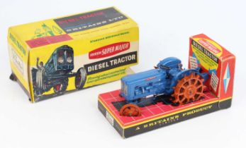 Britains No.171F Fordson Super Major Diesel Tractor, blue body, orange wheels including spud