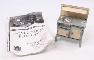 A Bassett Lowke Ltd scale model furniture lead hollow cast model of No. 8351 model gas cooker,