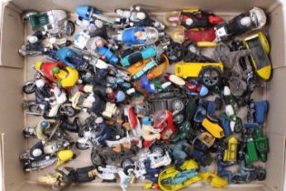 One tray containing a quantity of mainly Britains, Morestone and Dinky Toy motorcycles with