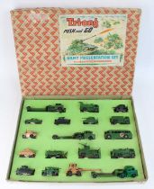 Triang Minic Push-and-go army presentation gift set comprising a variety of 00/H0 scale plastic