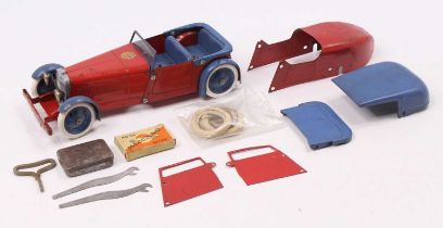 A Meccano No. 1 Constructor's Car, comprising of red & blue components, together with a quantity