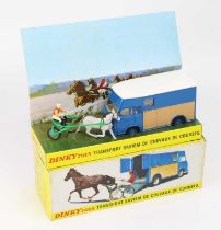 French Dinky Toys No. 571 Transport Saviem de Chevaux de Courses, comprising a blue body, with a