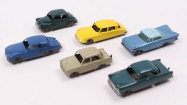 A small collection of 6 early Matchbox Lesney 1-75 diecast vehicles including No. 66 Citroen DS, No.
