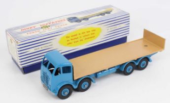 Dinky Toys, 903 Foden flat truck with tailboard, rare issue, mid blue cab, chassis and hubs, fawn