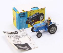 Corgi Toys No. 67 Ford 5000 Super Major Tractor finished in blue with grey hubs and driver figure,