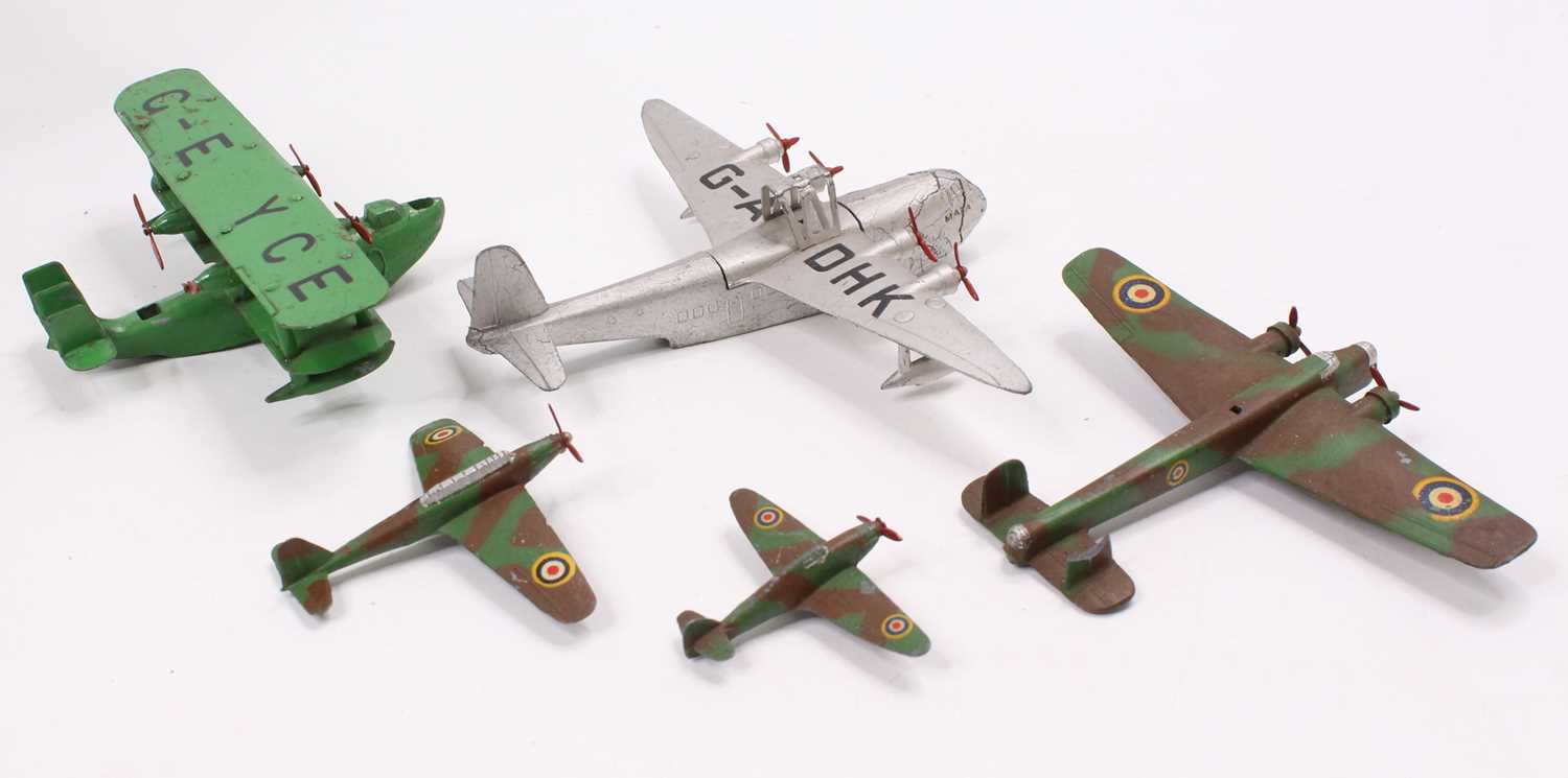 Dinky Toys Aircraft group, 5 examples comprising No. 60M Four Engined Flying Boat, green body, - Image 2 of 2