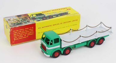 Dinky Toys, 935 Leyland Octopus Flat Truck with Chains, rare example with emerald green cab and
