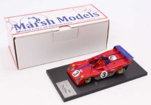 A Marsh Models factory hand built 1/43 scale model of an MM273 Ferrari 312PB 1973 Velle Lunga race
