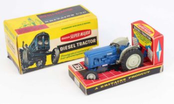 Britains No.9525 Fordson Super Major Diesel Tractor, blue and grey with grey plastic hubs, black