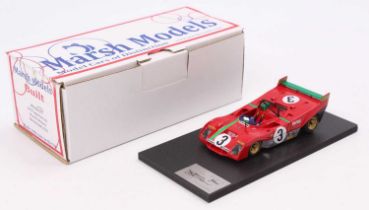 A Marsh Models factory hand built 1/43 scale model of an MM265 B3 Ferrari 312PB Targa Florio