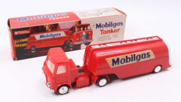 A Lucky Toys Telsada plastic friction drive No. 190 AEC Mobilgas Petrol Tanker in its original all