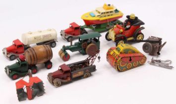 Collection of various tinplate vehicles and models to include Triang Minic Watneys Brewery Lorry,