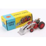 Corgi Toys No. 57 Massey Ferguson 65 Tractor with fork, red and cream body with silver forks and red