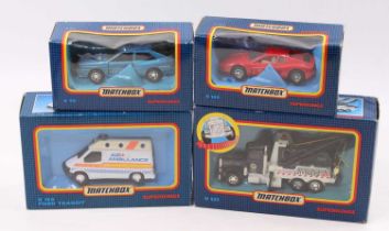 Matchbox Super Kings modern issue boxed model group of 4 comprising K121 Peterbilt Highway Patrol