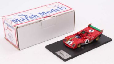 A Marsh Models factory hand built 1/43 scale model of an MM266 Ferrari 312PB 1972 race car, as