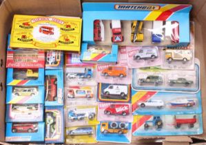 One tray containing a quantity of mixed issue Matchbox diecast vehicles to include a rare five-piece