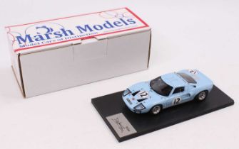 A Marsh Models Factory hand built 1/43 scale model of an MM271 Ford GT40, comprising light blue body