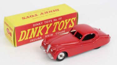 Dinky Toys No.157 Jaguar XK120 comprising red body, with rare spun hubs, housed in the original
