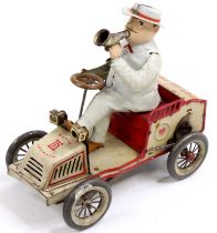 Lehmann (Germany) tinplate and clockwork "Tut-Tut" car, comprising of white and red body with driver
