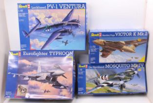 A collection of Revell mixed scale plastic aircraft kits to include a No. 04783 Eurofighter Typhoon,