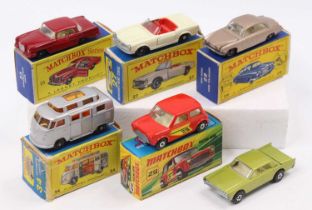 Matchbox Lesney boxed and loose model group of 6 comprising No. 27 Mercedes Benz 230 SL, No. 34