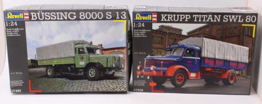 A Revell 1/24 scale commercial vehicle plastic kit group, to include a No. 07498 Bussing 8000S13