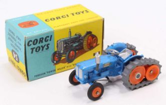 Corgi Toys, 54 Fordson Power Major with Roadless half tracks, blue, orange rollers, grey rubber