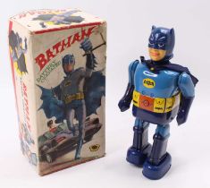A boxed T.N Nomura "Batman" battery operated robot (very rare example), battery compartment looks