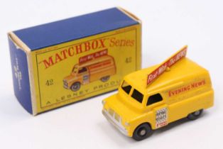 Matchbox Lesney No. 42 Bedford Evening News Van in yellow with the more difficult to find smooth