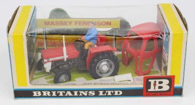 Britains No. 9529 Massey Ferguson 135 tractor with removable cab and muldozer adapter, finished in