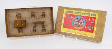 Dinky Toys No.101 Pre War Dining Room set in box ,consists of the following : 6 chairs and one table