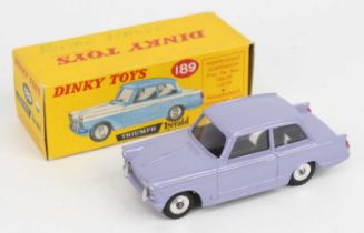 Dinky Toys, 189, Triumph Herald, alpine mauve body with silver detailing, spun hubs, in the original