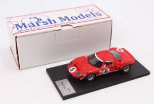 A Marsh Models factory hand built 1/43 scale model of an MM267 Ford GT40 1969 Silverstone race