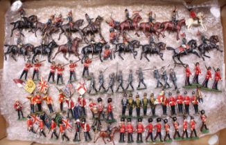 One tray containing Britains, Hill Co, and Steadfast white metal and lead hollow cast miniatures,