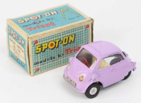 Triang Spot On Models, No.118 BMW Isetta, lilac body with cream interior, spun hubs and red steering