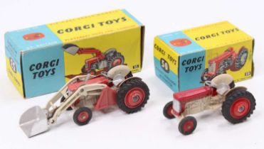 Corgi Toys boxed tractor group, 2 examples comprising No. 53 Massey Ferguson 65 tractor with shovel,