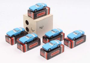 A complete trade box of six Matchbox J-3/14 Iso Griffo saloons, all light powder blue examples,