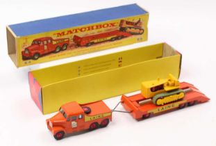 Matchbox Lesney King Size K8 Scammell 6x6 Prime Mover & Trailer with Caterpillar Tractor, orange