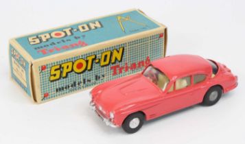 Spot On Triang No.112 Jensen 541, comprising pink body with cream interior, red steering wheel,