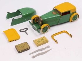 A box containing a complete and well constructed Meccano No. 1 constructor car, comprising of