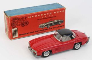 Tekno No.925 Mercedes Benz 300SL - red body, clear/black roof, off-white interior, in the original