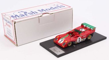 A Marsh Models factory hand built 1/43 scale model of an MM273 Ferrari 312PB 1973 Velle Lunga race