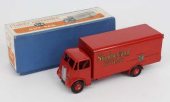 Dinky Toys, 514, Slumberland Mattresses Guy Van, red body and cab with red super toys hubs, with