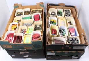 6 boxes of various 1950s-1980s Meccano, comprising of red, green, yellow, blue and base metal