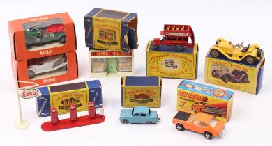 A collection of mixed Matchbox Lesney diecasts, with examples including Accessory Pack No. 1 ESSO