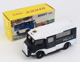 French Dinky Toys No. 566 Citroën Police support vehicle comprising of dark blue and white body with