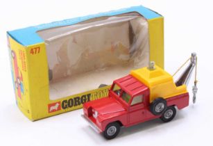 Corgi Toys No. 477 Landrover breakdown vehicle, comprising of red body with plastic rear tilt,