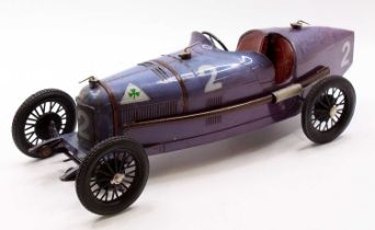A CIJ of France Alfa Romeo P2 racing car, large scale tinplate body finished in purple (some sun